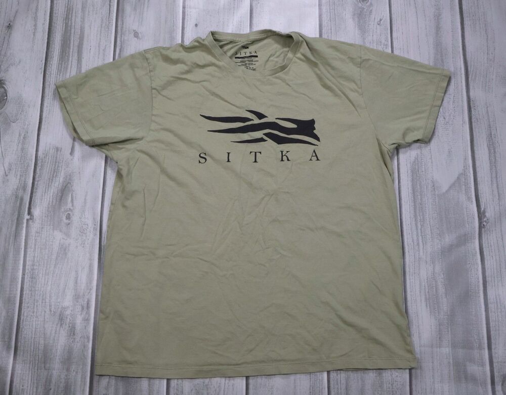 Sitka Gear Short Sleeve Shirt Men's XLarge Green Logo Graphic Pima Cotton